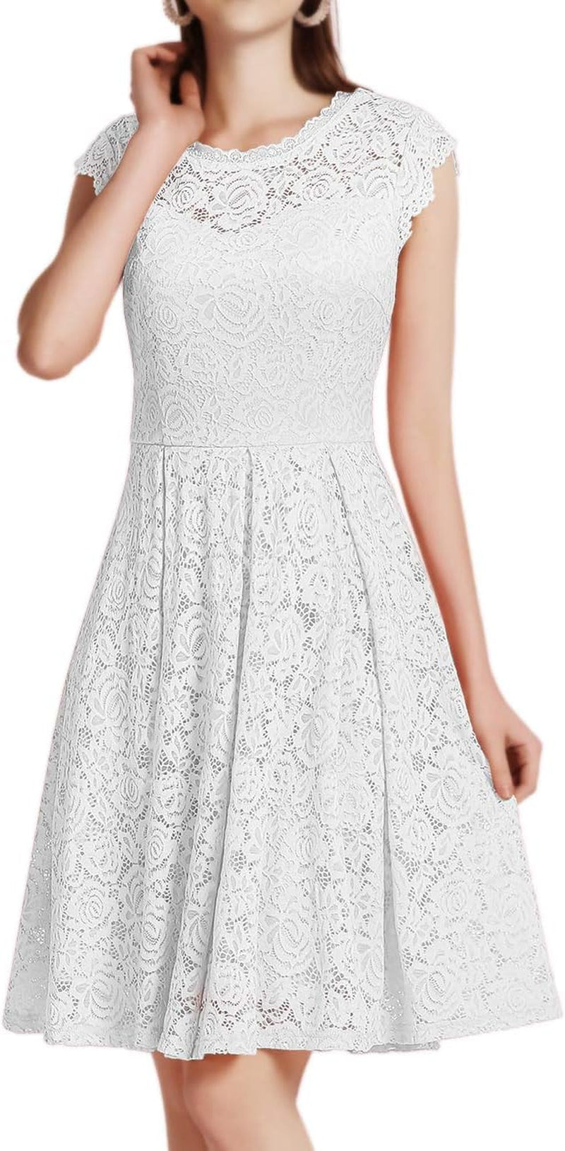 Floral Lace Prom Graduation Cocktail Dress for Women A-Line Wedding Guest Dress