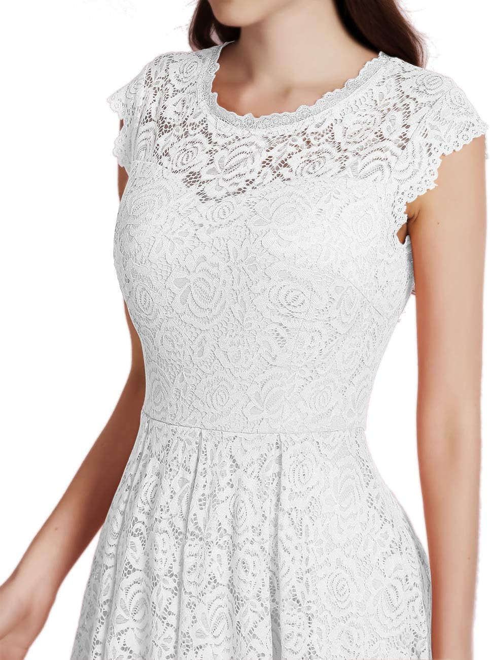 Floral Lace Prom Graduation Cocktail Dress for Women A-Line Wedding Guest Dress