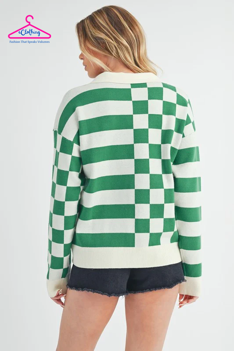 Co Striped Shoulder Sweater