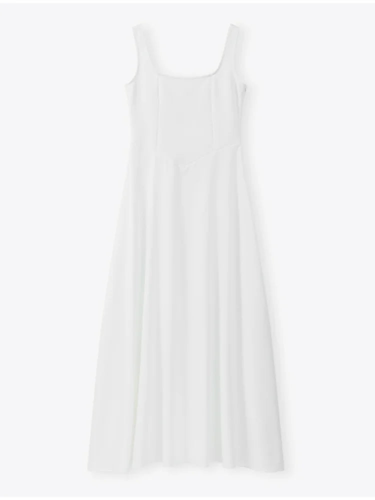 Square Neck Sleeveless Sling Maxi Dress, Sexy Backless Slim High Waist Evening Gowns