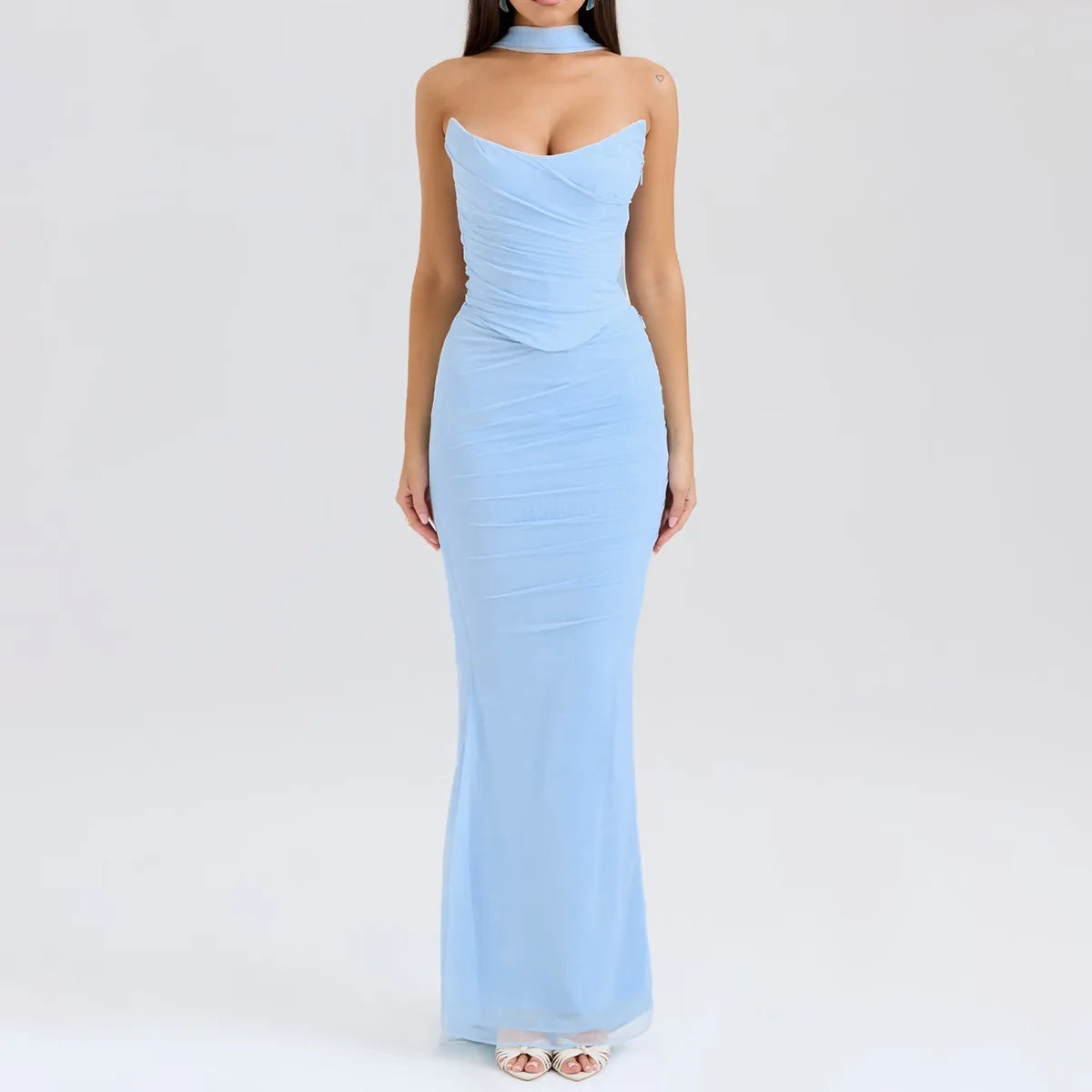 Mingmingxi Summer Sleeveless 2 Piece Sets Womens Outfits Elegant Formal Events Wedding Guest Dresses Sexy Cropped Top and Skirt