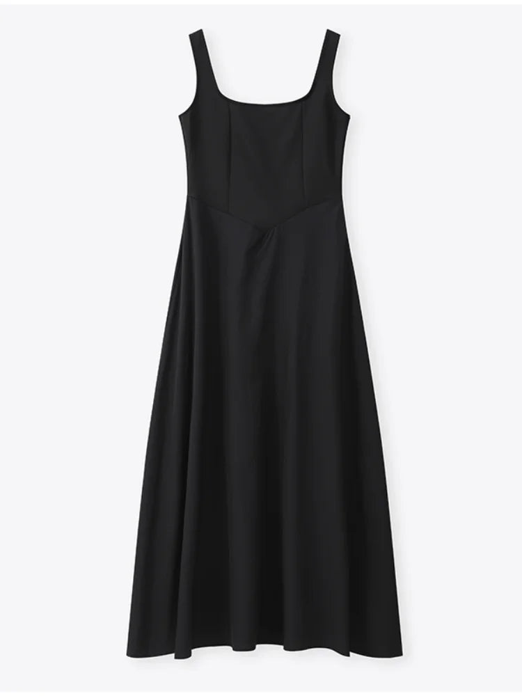 Square Neck Sleeveless Sling Maxi Dress, Sexy Backless Slim High Waist Evening Gowns