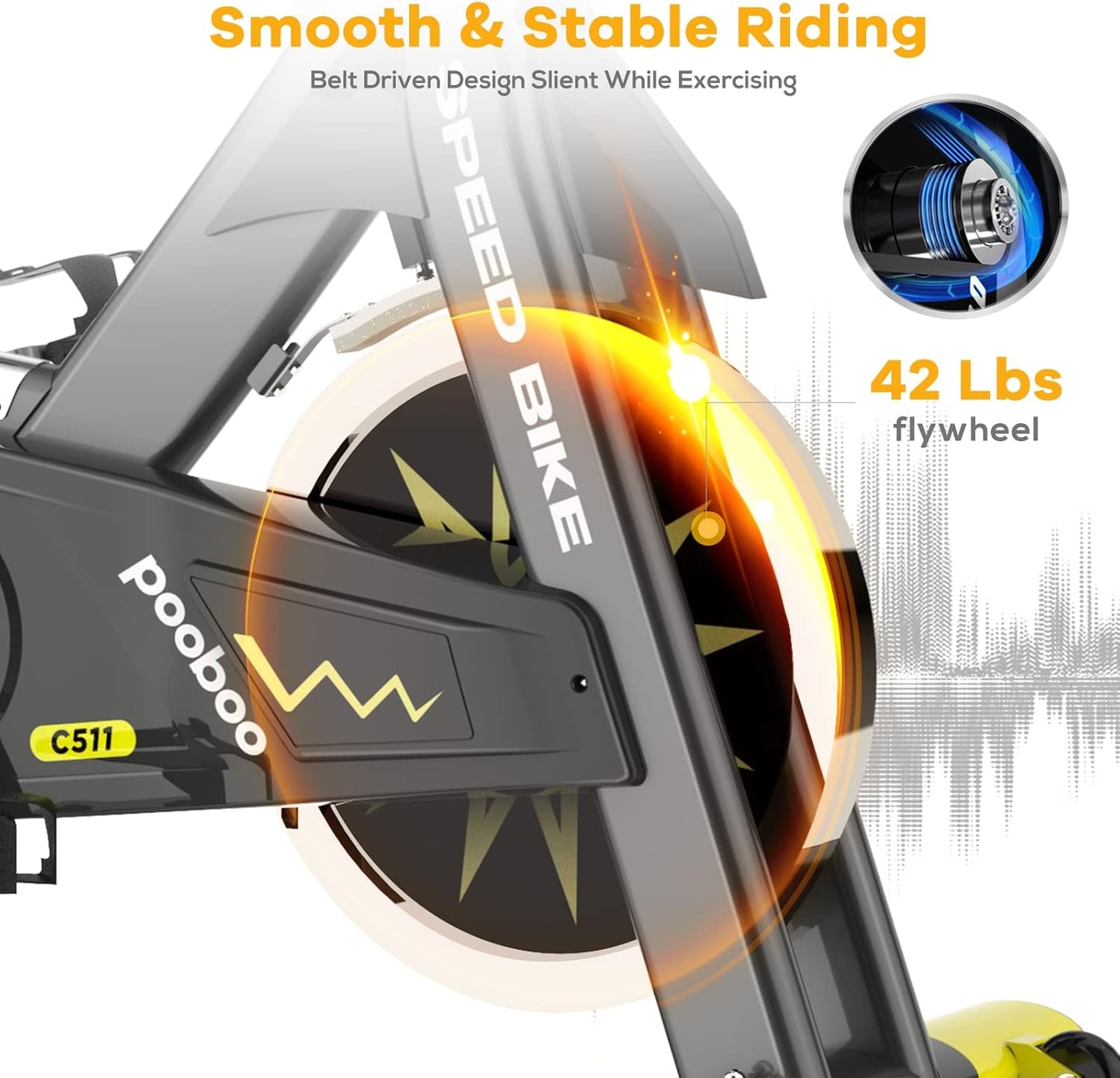 Exercise Bike,Indoor Cycling Bike Stationary,Exercise Bike 330 Lbs Weight Capacity,Stationary Bike with Rate Monitor & LCD Monitor, Comfortable Seat Cushion, Heavy Flywheel Yellow Black