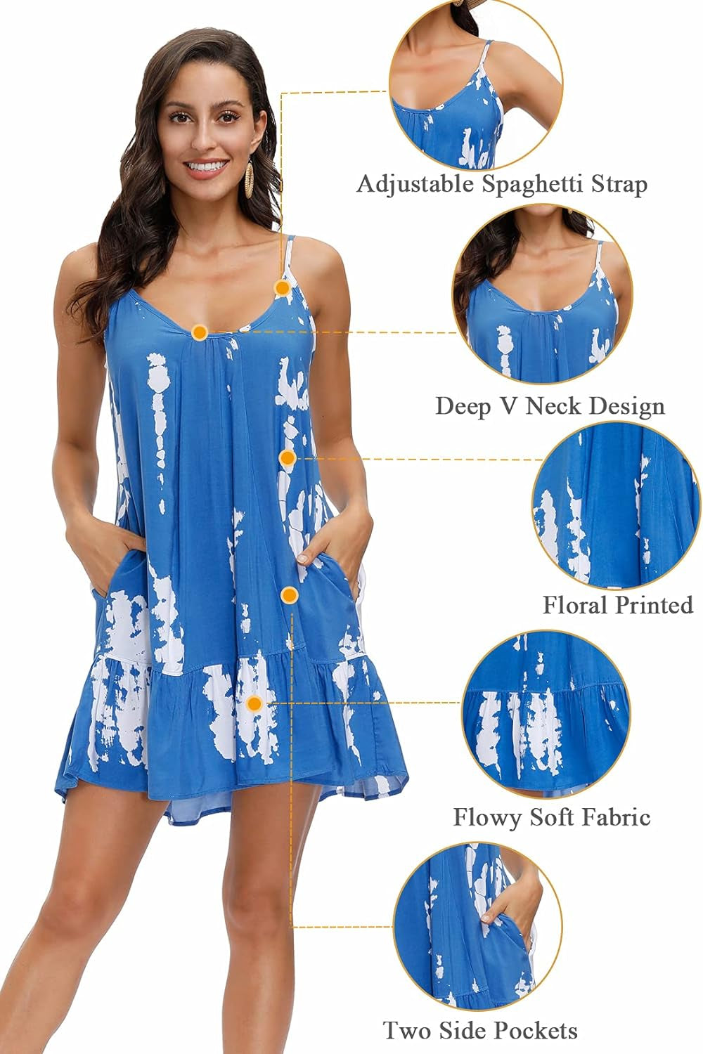 Summer Beach Short Sundress with Pockets