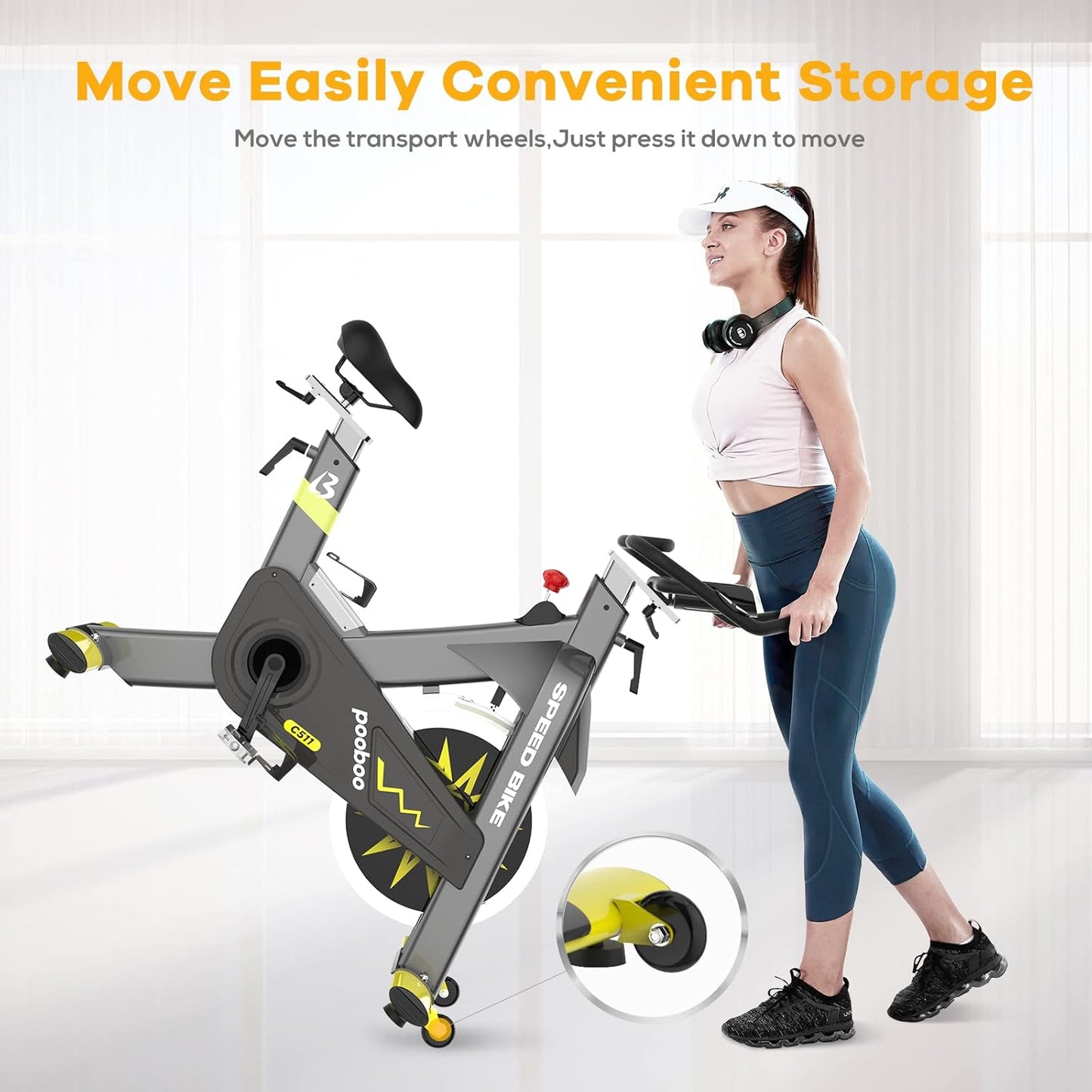 Exercise Bike,Indoor Cycling Bike Stationary,Exercise Bike 330 Lbs Weight Capacity,Stationary Bike with Rate Monitor & LCD Monitor, Comfortable Seat Cushion, Heavy Flywheel Yellow Black