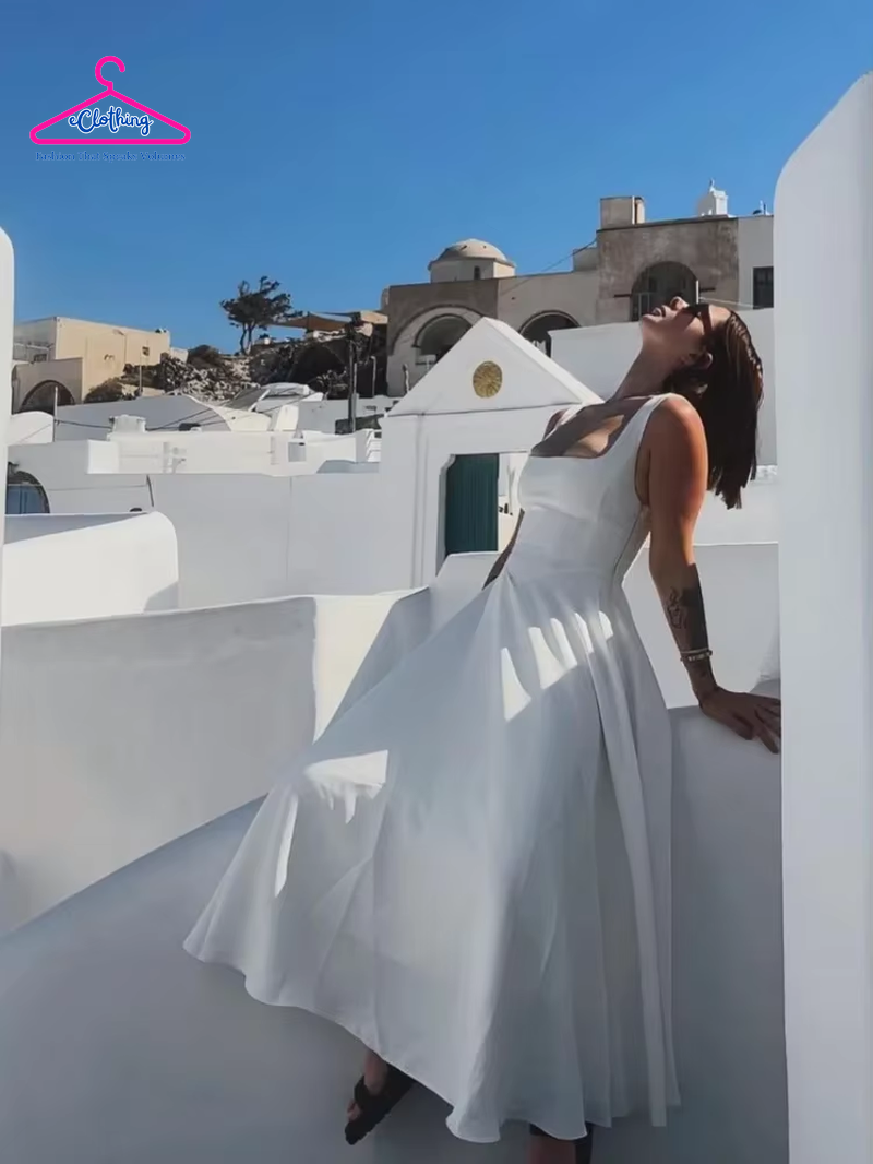 Square Neck Sleeveless Sling Maxi Dress, Sexy Backless Slim High Waist Evening Gowns