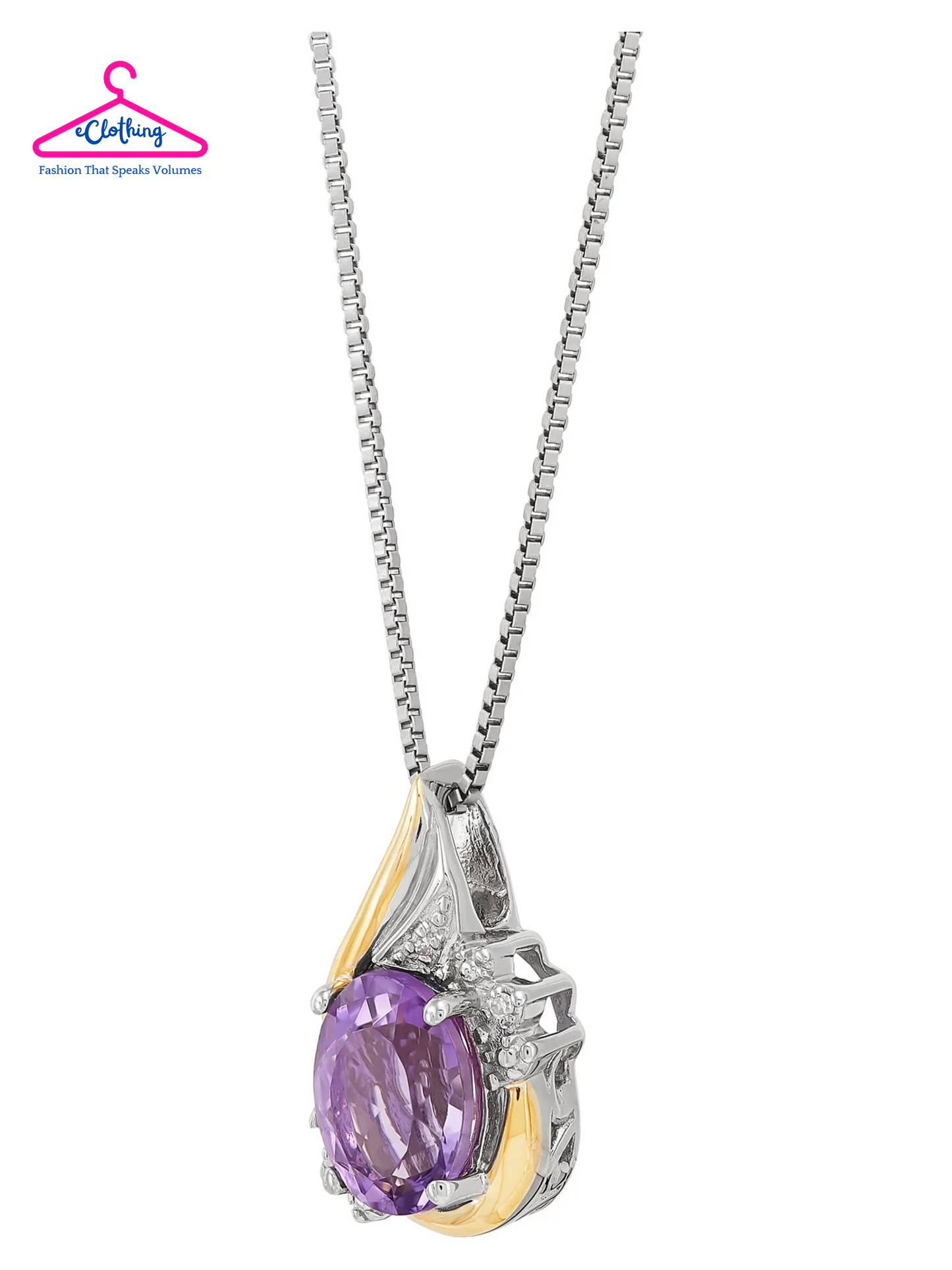 Amethyst & Diamond Birthstone Pendant Necklace