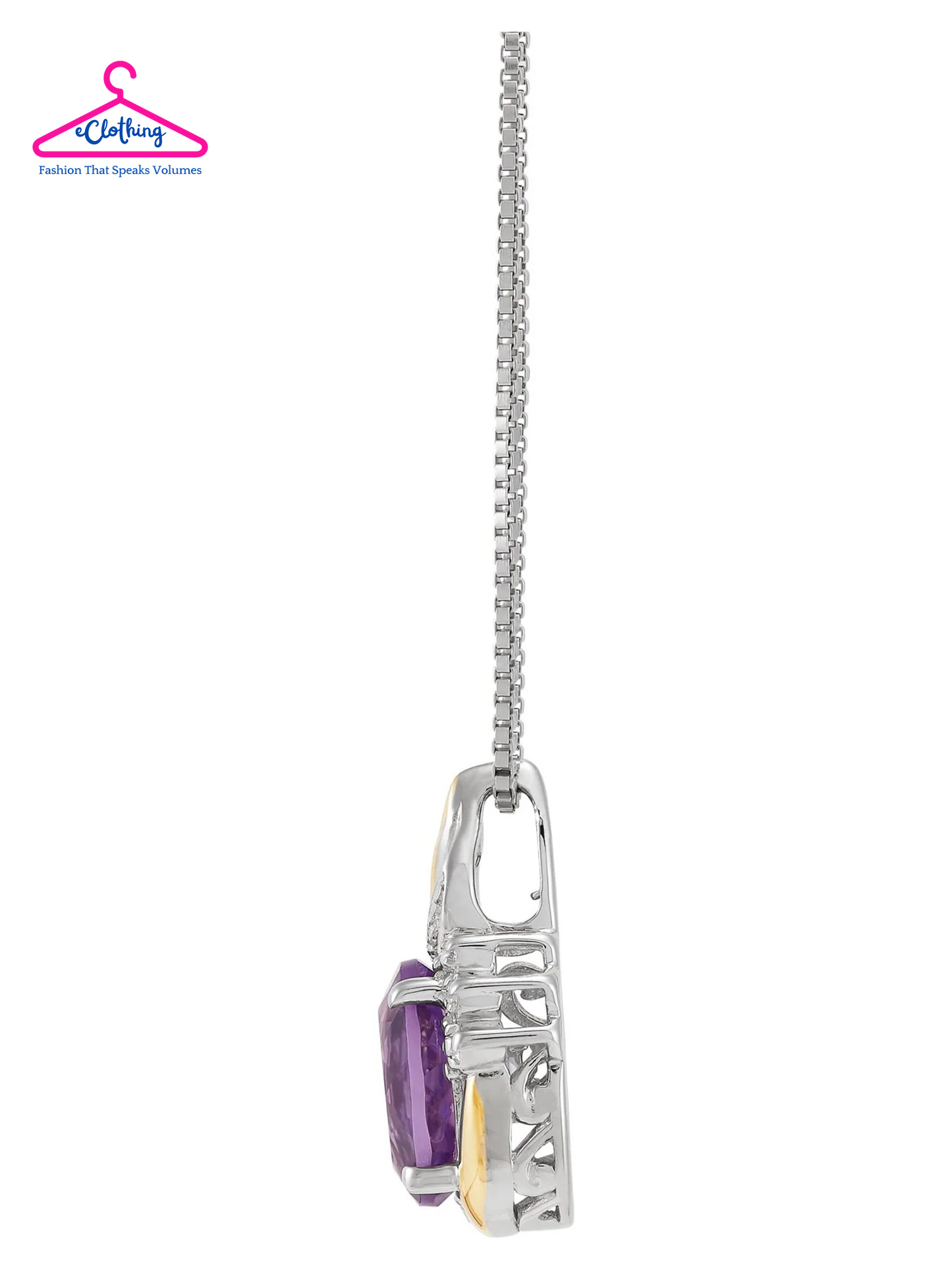 Amethyst & Diamond Birthstone Pendant Necklace