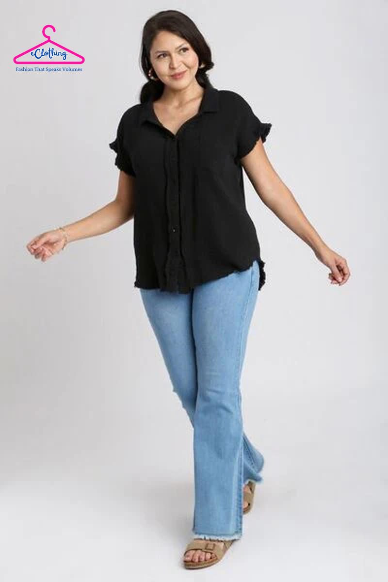 Collared Neck Short Sleeve Shirt
