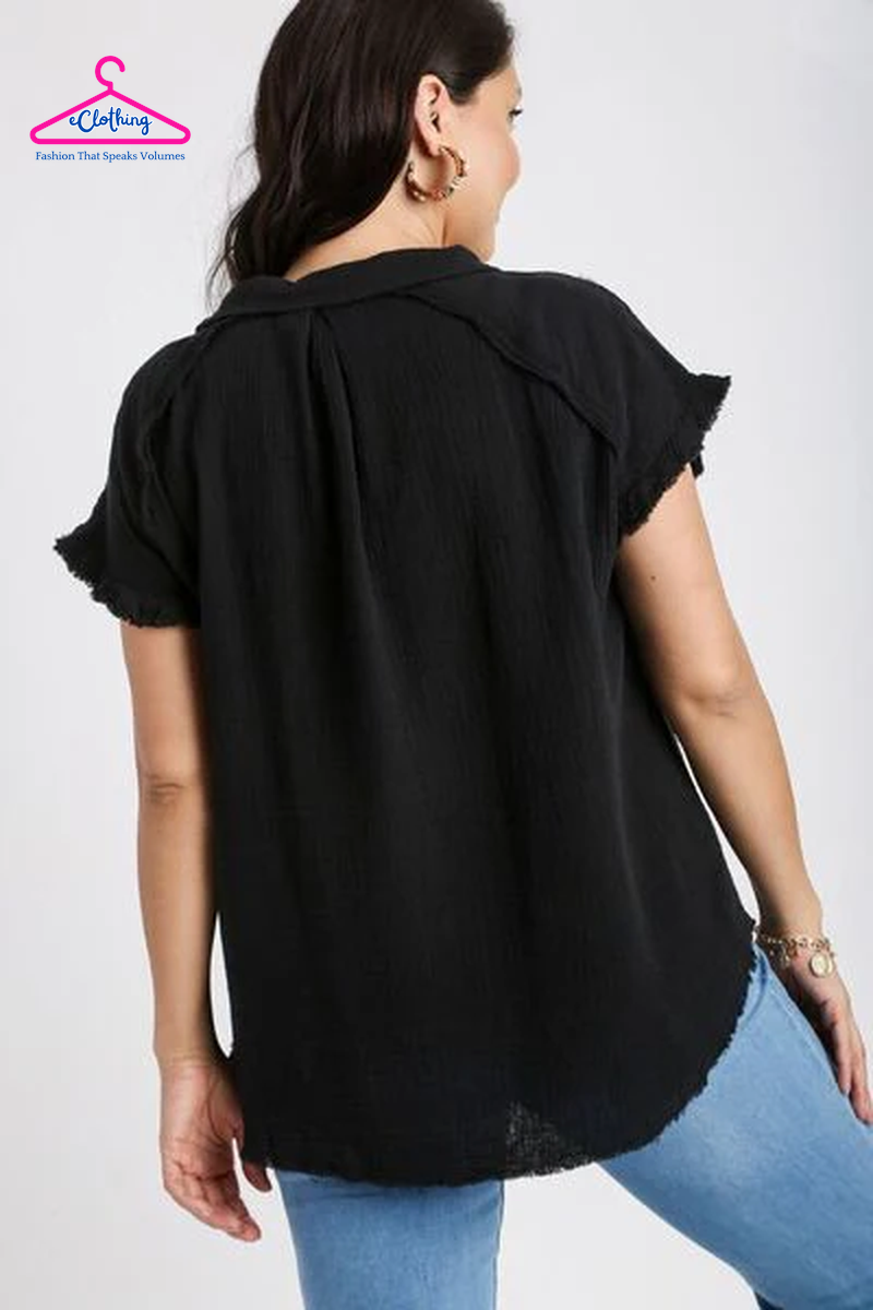 Collared Neck Short Sleeve Shirt