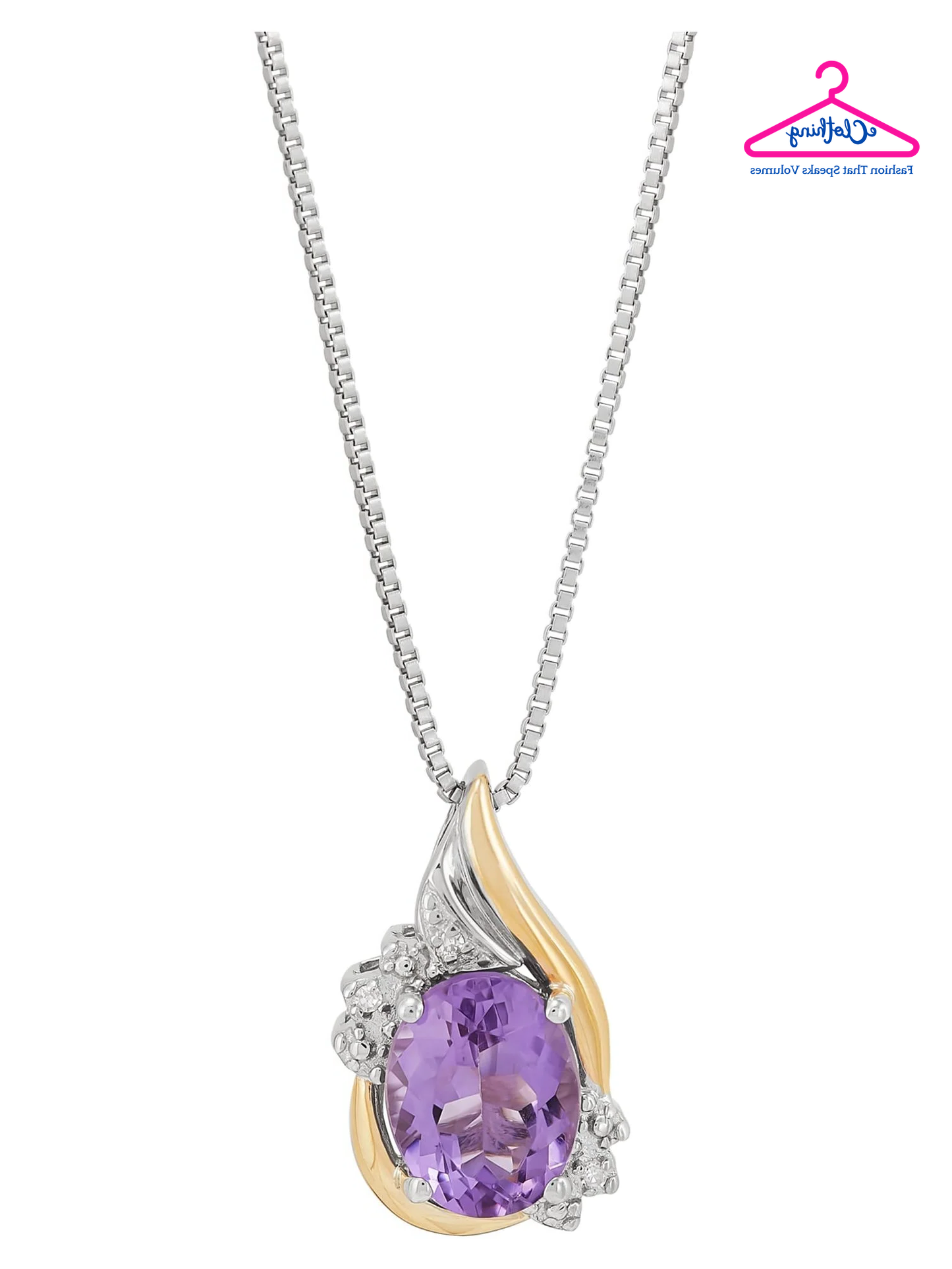 Amethyst & Diamond Birthstone Pendant Necklace