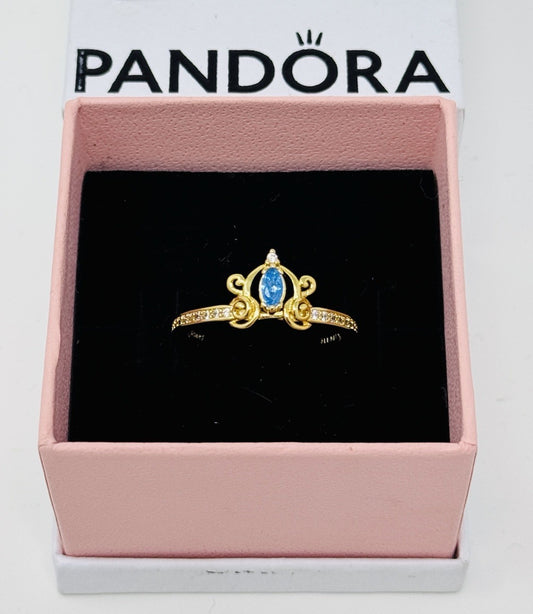 *BRAND NEW* Pandora Disney Cinderella'S Carriage 14K Gold Plated Ring 163059C01