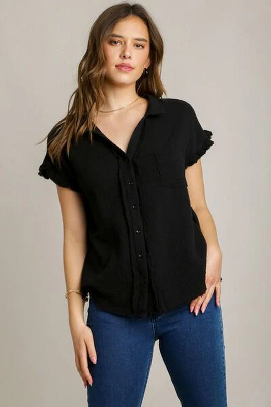 Collared Neck Short Sleeve Shirt