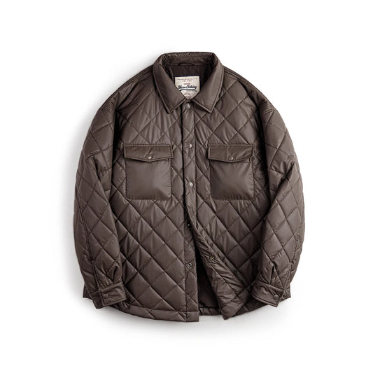 Retro Quilted Diamond Grid Jacket Loose Fit Cotton-Padded Coat Collar Warm Versatile Men'S Outerwear for Autumn and Winter