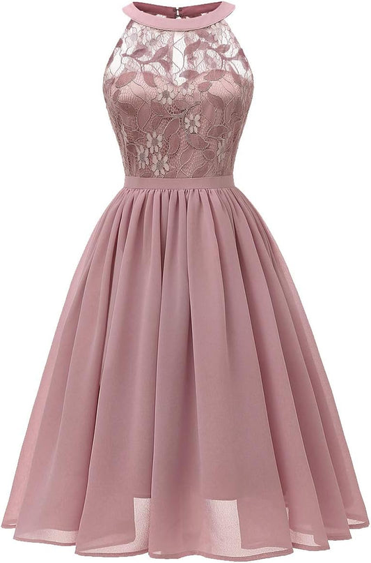 Halter Neck Formal Swing Dress