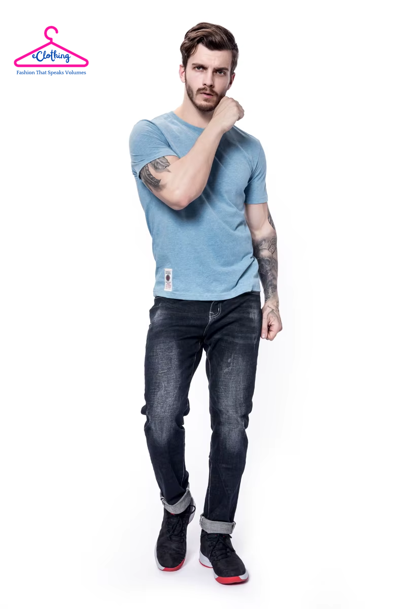 Men'S Classical Cotton Solid Color T-Shirt