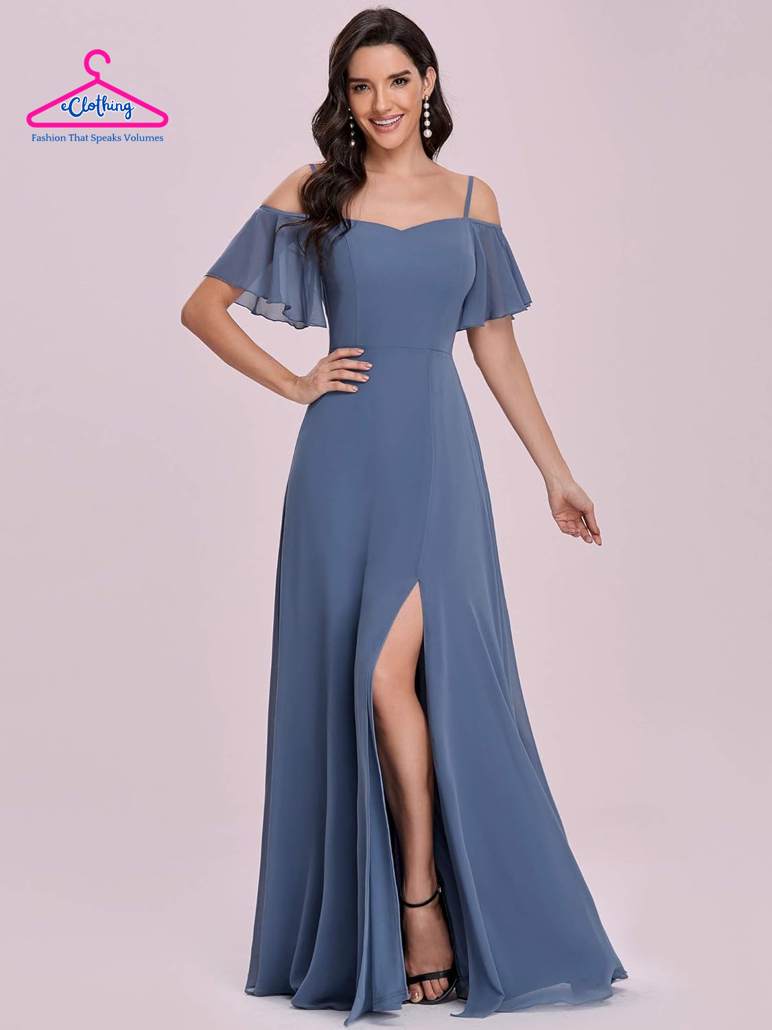 Perfect Occasion Dress, Flowing Ruffle Slit