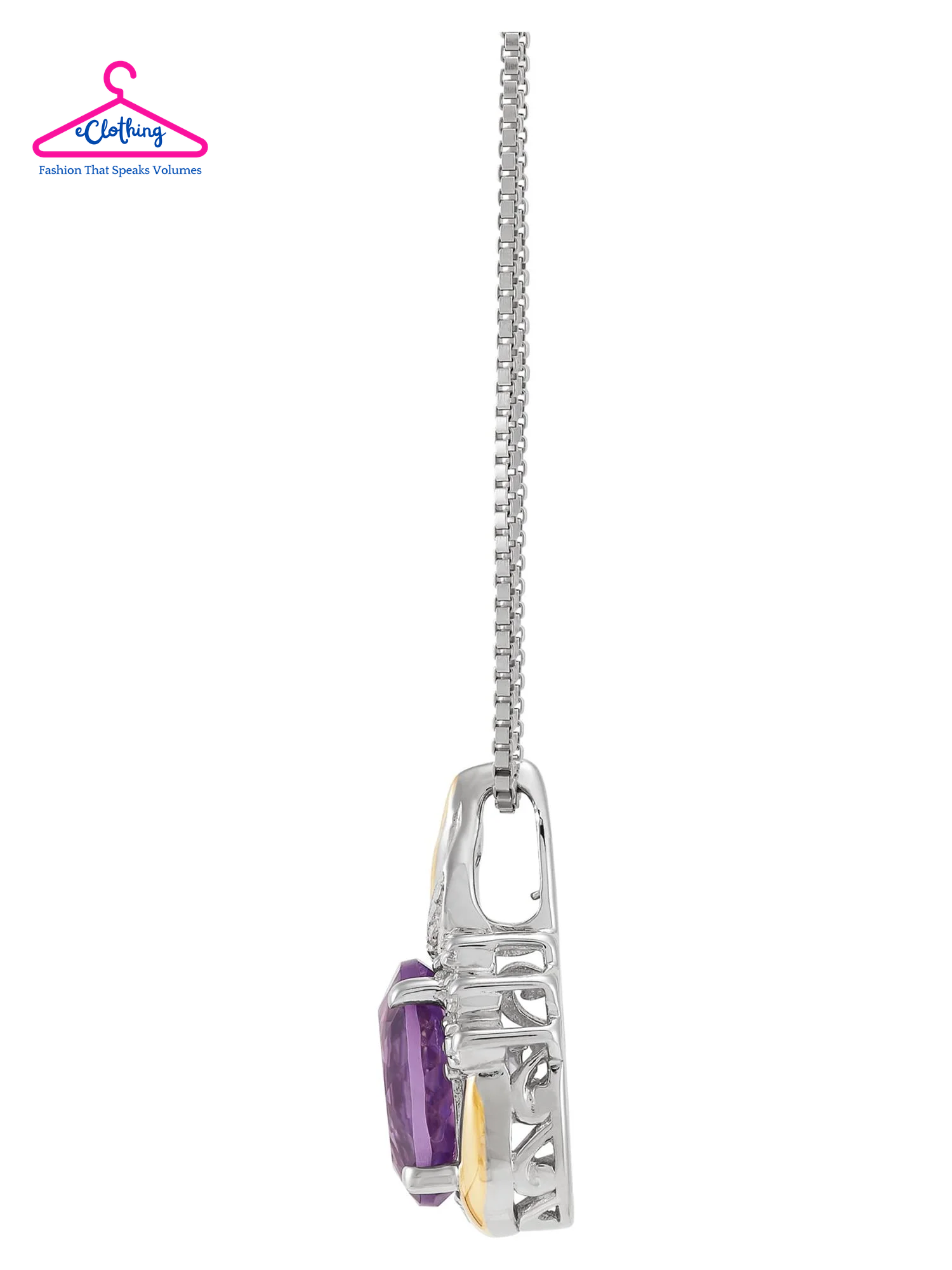 Amethyst & Diamond Birthstone Pendant Necklace