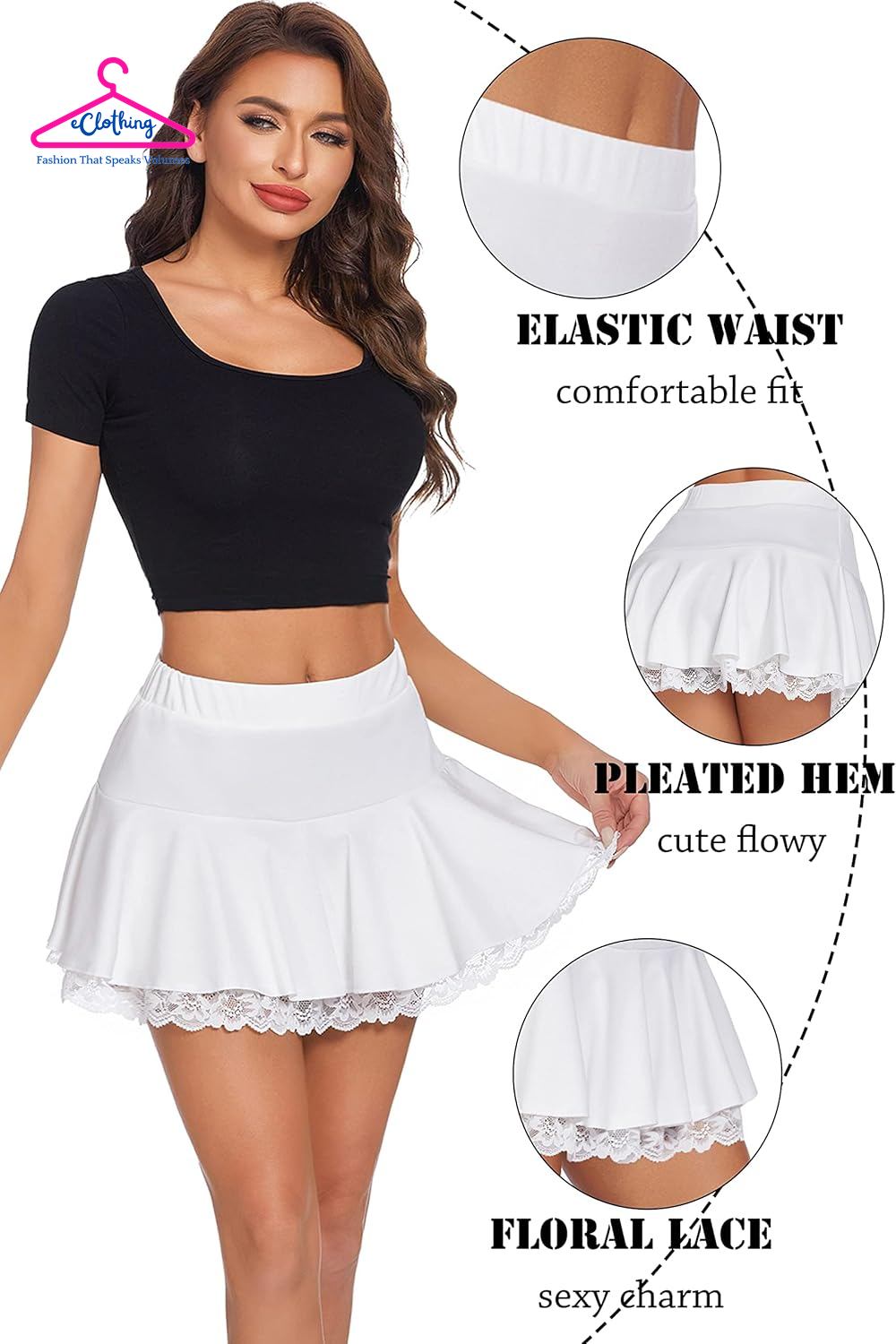 WLace Ruffle Solid Skirt, Lingerie Short Skirts